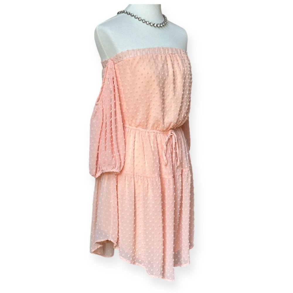 Symphony Peach Mini Tube Top Dress with Long Sleeves